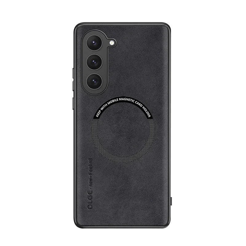Galaxy S24 / S24 Plus/ S24 Ultra - MagSafe Lederoptik Schutz Hülle, Kabellose Ladung, Soft - Top Hüllen
