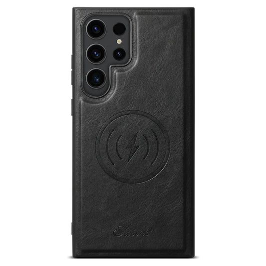 Galaxy S24/ S24 Plus/ S24 Ultra - Moderne Lederoptik Hülle Magnetisch - Top Hüllen