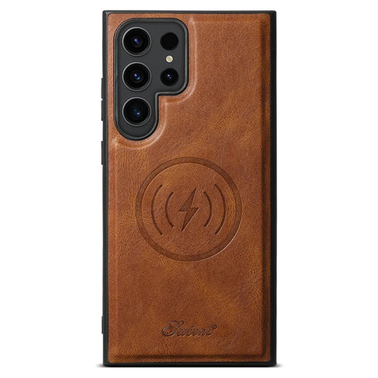 Galaxy S24/ S24 Plus/ S24 Ultra - Moderne Lederoptik Hülle Magnetisch - Top Hüllen