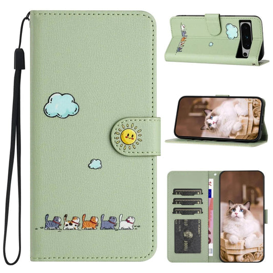 Google Pixel 7/ 7Pro/ 7 A/ 8/ 8 Pro - Katzen Flip Schutz Hülle mit Kartenfach - Brieftasche - Top Hüllen