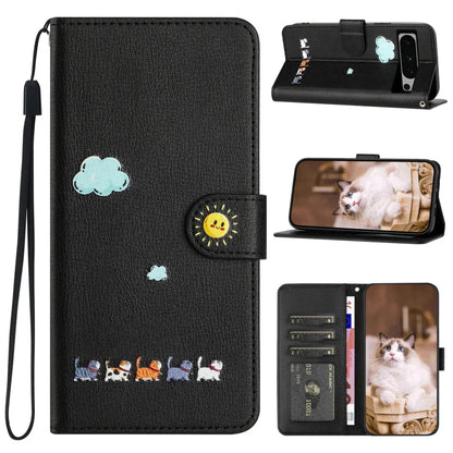 Google Pixel 7/ 7Pro/ 7 A/ 8/ 8 Pro - Katzen Flip Schutz Hülle mit Kartenfach - Brieftasche - Top Hüllen