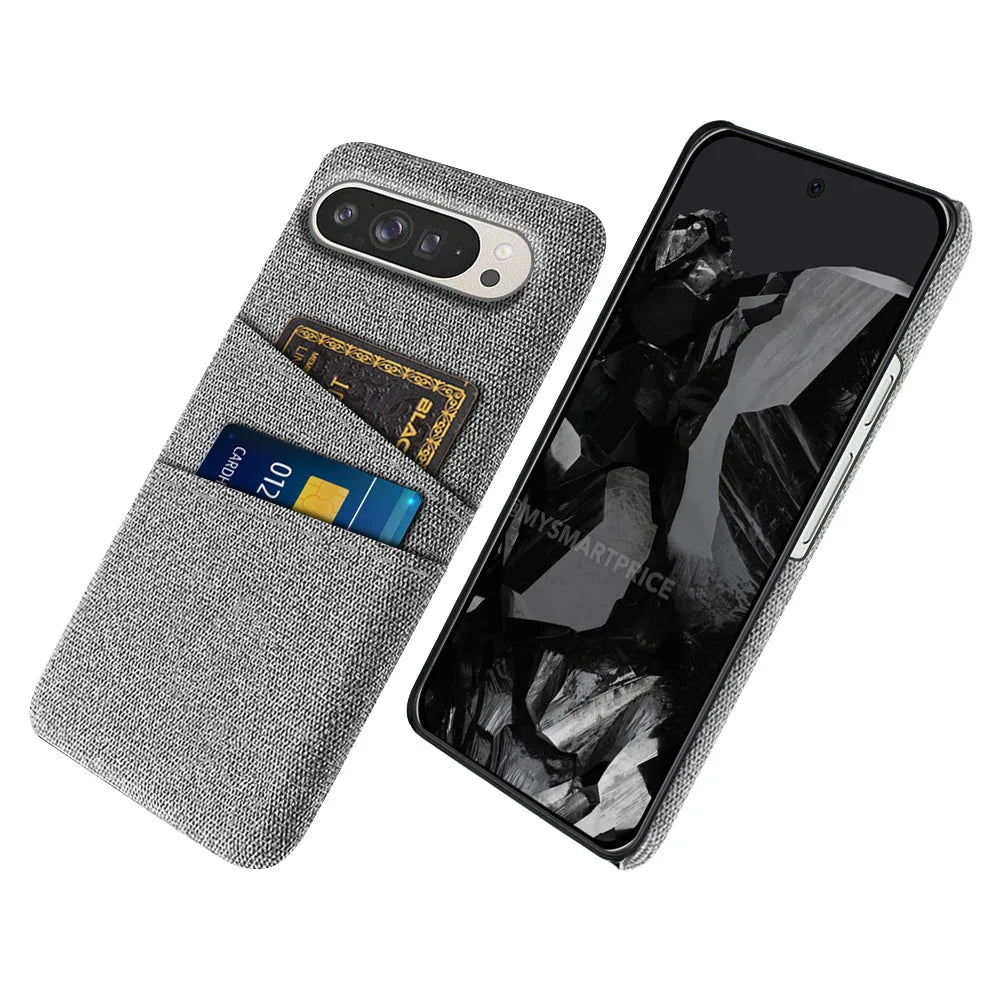 Google Pixel 9/ 9 Pro/ 9 Pro XL - Moderne Stoff Textur Schutz Hülle, Kartenfach - Top Hüllen