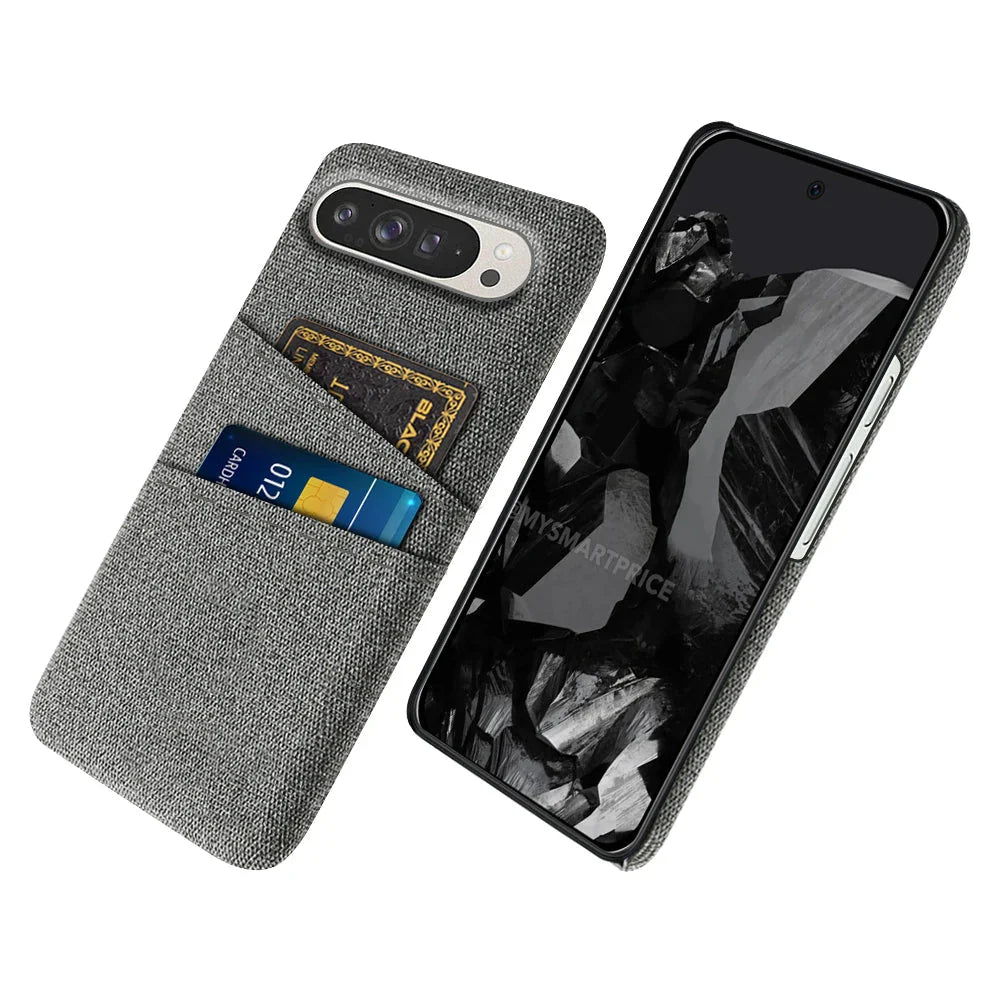 Google Pixel 9/ 9 Pro/ 9 Pro XL - Stoff Textur Schutz Hülle, Kartenfach - Top Hüllen