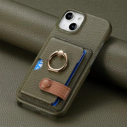 iPhone 13/ Mini/ Pro/ Pro Max - Lederoptik Schutz Hülle Kartenfach und Ring - Top Hüllen