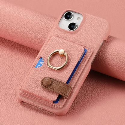 iPhone 13/ Mini/ Pro/ Pro Max - Lederoptik Schutz Hülle Kartenfach und Ring - Top Hüllen