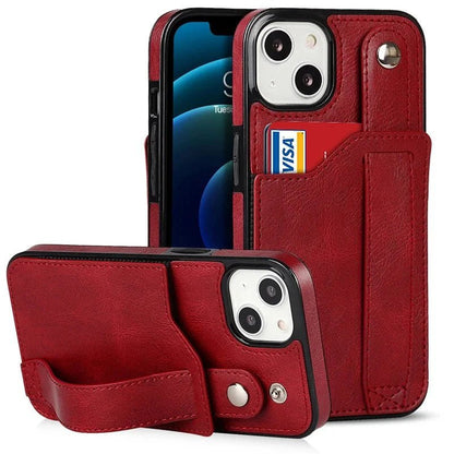 iPhone 13/ Pro/ Mini/ Pro Max - Elegante Schutz Hülle mit Armband und Kartenfach - Top Hüllen