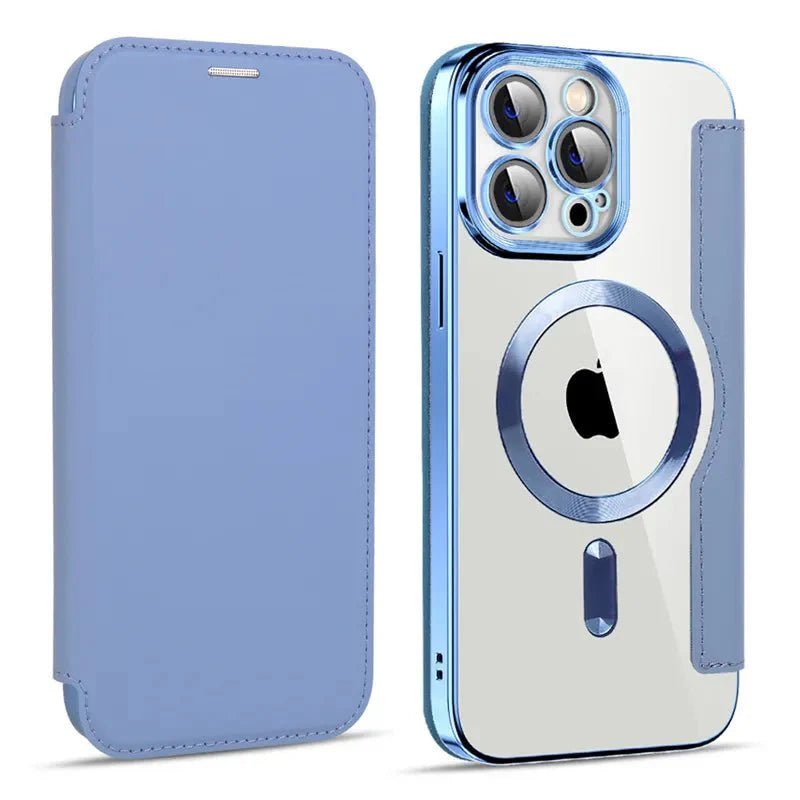 iPhone 13/ Pro/ Pro Max - Lederoptik Hülle MagSafe und Kartenfach mit Abdeckung - Top Hüllen