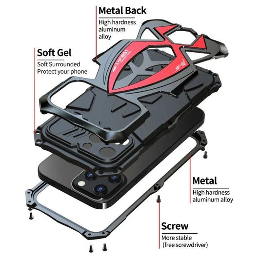 iPhone 13/ Pro/ Pro Max - Luxus Rüstung Metall Schutz Hülle Bumper, Display Panzerung - Top Hüllen