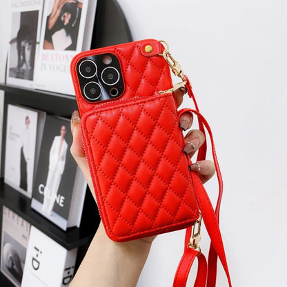iPhone 13/ Pro/ Pro Max - Umhängetasche mit Umhänge Band, Schulterkartenhalter, Kosmetiktasche, Reißverschluss - Geldbörse aus Lederoptik - Top Hüllen