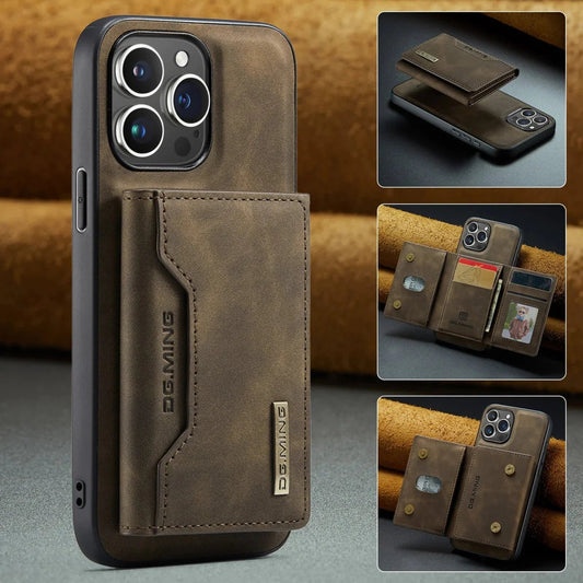 iPhone 14/ Pro/ Plus/ Pro Max - 2 in 1 Magnetische Lederoptik Hülle mit Abnehmbarem Portemonnaie mit Kartenfach - Top Hüllen