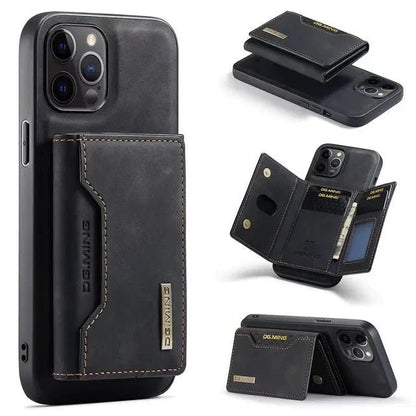 iPhone 14/ Pro/ Plus/ Pro Max - 2 in 1 Magnetische Lederoptik Hülle mit Abnehmbarem Portemonnaie und Kartenfach - Top Hüllen