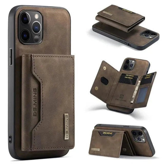 iPhone 14/ Pro/ Plus/ Pro Max - 2 in 1 Magnetische Lederoptik Hülle mit Abnehmbarem Portemonnaie und Kartenfach - Top Hüllen