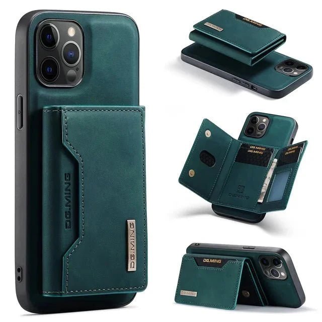 iPhone 14/ Pro/ Plus/ Pro Max - 2 in 1 Magnetische Lederoptik Hülle mit Abnehmbarem Portemonnaie und Kartenfach - Top Hüllen