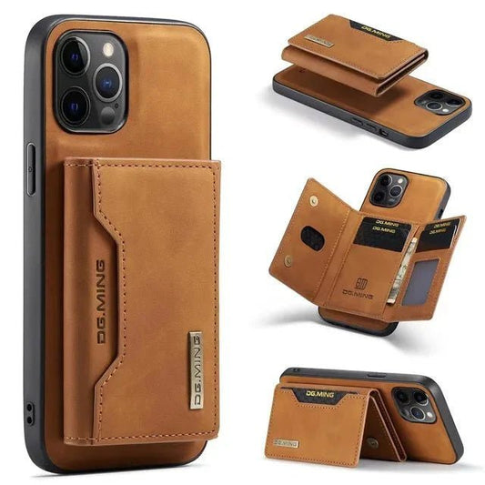 iPhone 14/ Pro/ Plus/ Pro Max - 2 in 1 Magnetische Lederoptik Hülle mit Abnehmbarem Portemonnaie und Kartenfach - Top Hüllen