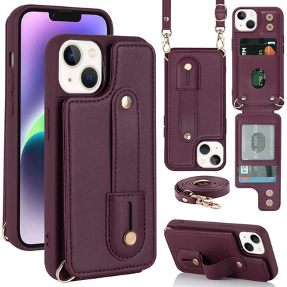 iPhone 14/ Pro/ Plus/ Pro Max - Cross Body Armband Hülle mit Halskette und Kartenfach - Top Hüllen