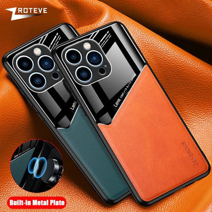 iPhone 14/ Pro/ Plus/ Pro Max - Elegante Pu Lederoptik Magnetische Hülle - Top Hüllen