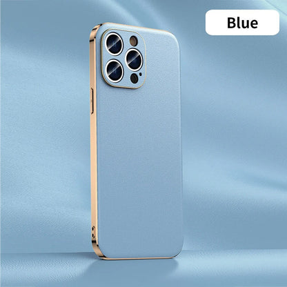 iPhone 14/ Pro/ Plus/ Pro Max - Handy Hülle aus Rindsleder mit Luxuriöse Beschichtung, Vollständiger Linsenschutz auf der Rückseite - Top Hüllen