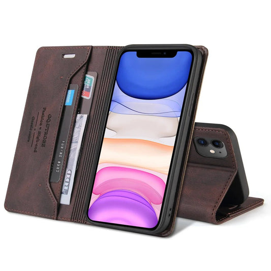 iPhone 14/ Pro/ Plus/ Pro Max - Lederoptik Hülle mit Abdeckung und Kartenfach - Top Hüllen