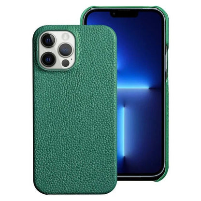 iPhone 14/ Pro/ Plus/ Pro Max - Luxus 3D Lychee Muster, Harte Stoßfeste Lederoptik Hülle - Top Hüllen