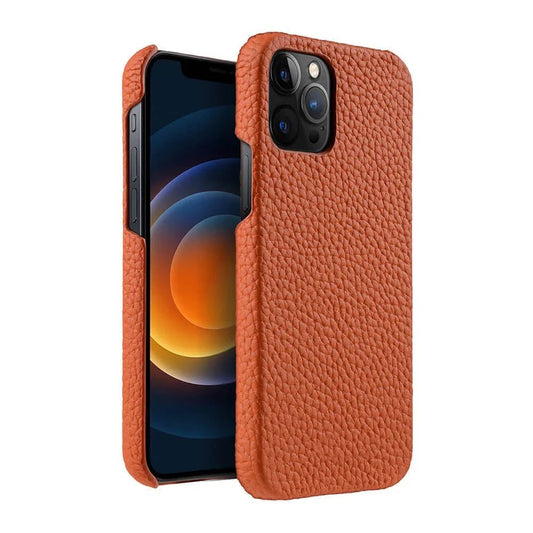 iPhone 14/ Pro/ Plus/ Pro Max - Luxus 3D Lychee Muster, Harte Stoßfeste Lederoptik Hülle - Top Hüllen