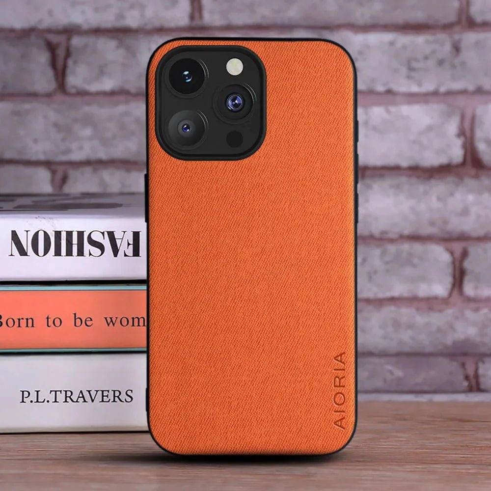 iPhone 14/ Pro/ Plus/ Pro Max - Luxus Trend Textil Stoff Lederoptik Schutz Hülle - Top Hüllen