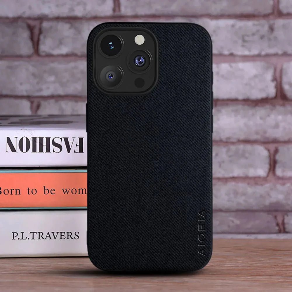 iPhone 14/ Pro/ Plus/ Pro Max - Luxus Trend Textil Stoff Lederoptik Schutz Hülle - Top Hüllen