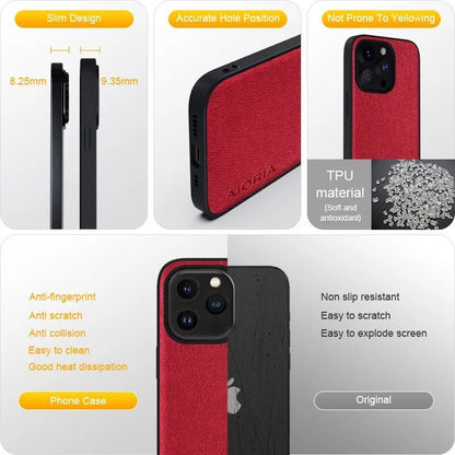 iPhone 14/ Pro/ Plus/ Pro Max - Luxus Trend Textil Stoff Lederoptik Schutz Hülle - Top Hüllen