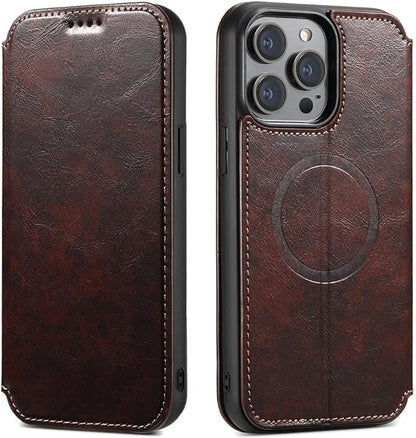 iPhone 14/ Pro/ Plus/ Pro Max - Portemonnaie Lederoptik Hülle mit Kartenfach und Kameraschutz - Top Hüllen