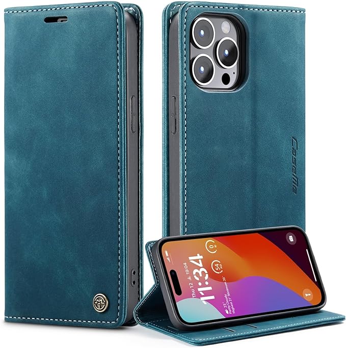 iPhone 14/ Pro/ Plus/ Pro Max - PU Lederoptik Klapphülle mit Magnetischer Abdeckung und Kartenfach - Top Hüllen