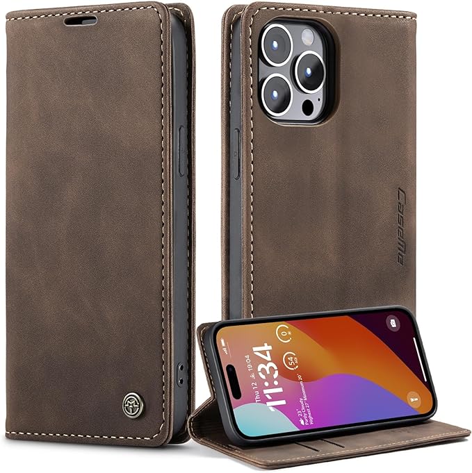 iPhone 14/ Pro/ Plus/ Pro Max - PU Lederoptik Klapphülle mit Magnetischer Abdeckung und Kartenfach - Top Hüllen