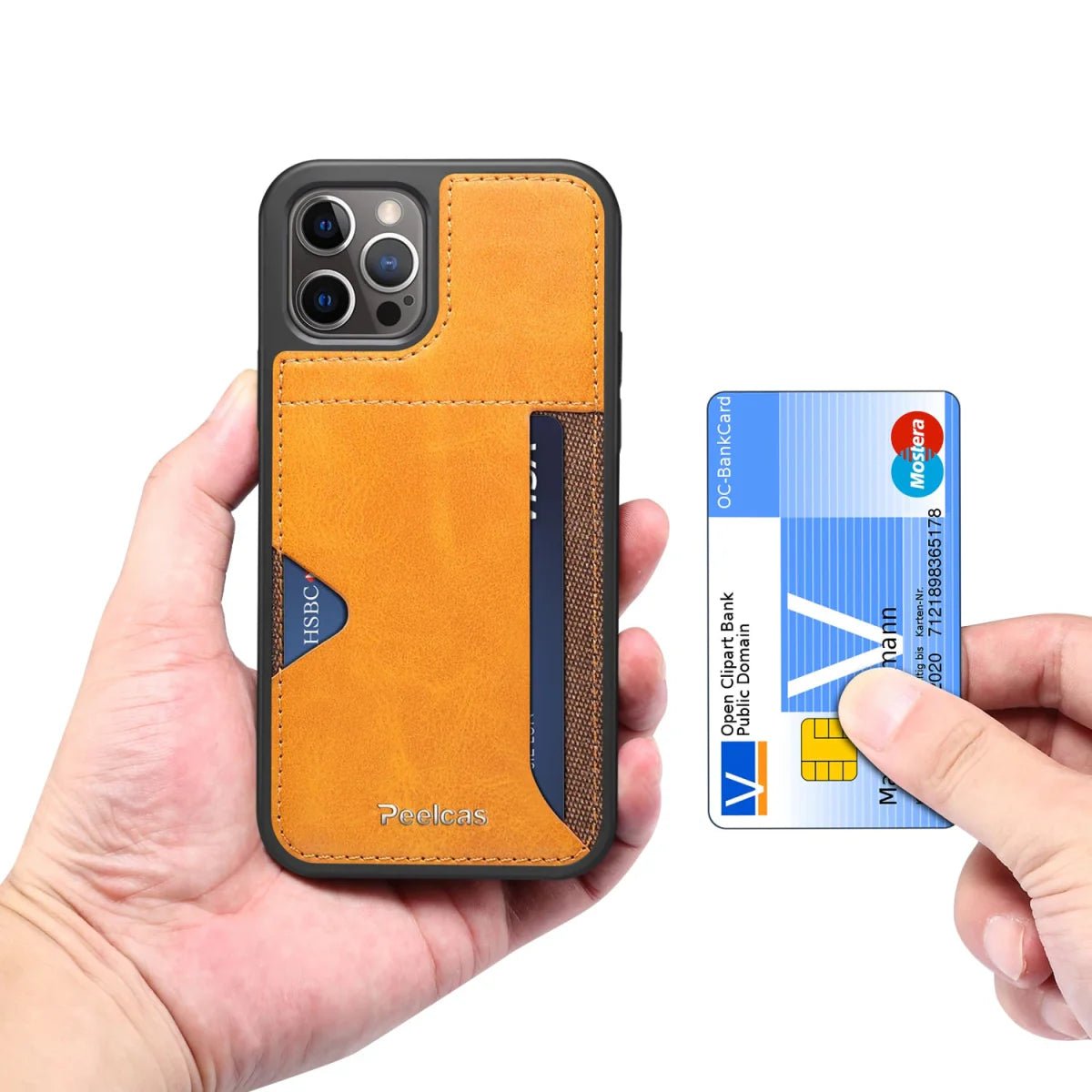 iPhone 14/ Pro/ Plus/ Pro Max - PU Lederoptik Schutz Hülle mit Kartenfach - Top Hüllen