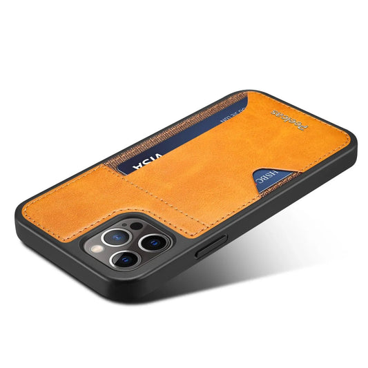 iPhone 14/ Pro/ Plus/ Pro Max - PU Lederoptik Schutz Hülle mit Kartenfach - Top Hüllen