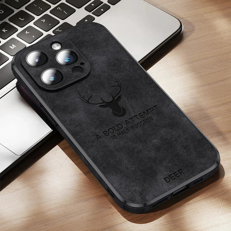 iPhone 14/ Pro/ Plus/ Pro Max - PU Lederoptik Schutz Hülle mit MagSafe und Stoßfeste Silikon - Top Hüllen