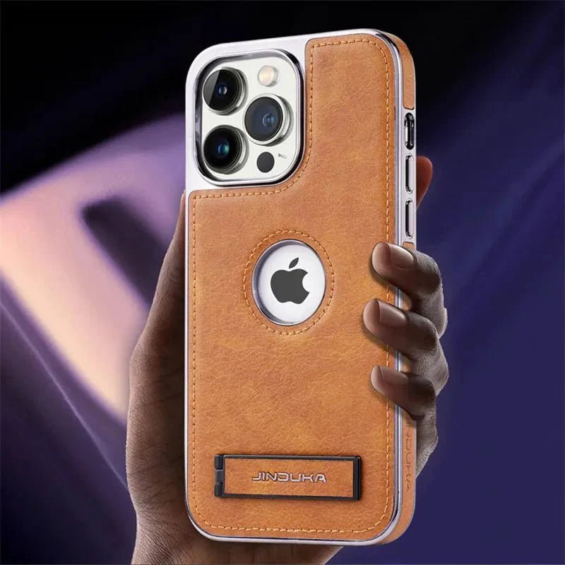iPhone 14/ Pro/ Pro Max - Lederoptik Schutz Hülle mit Ständer - Top Hüllen