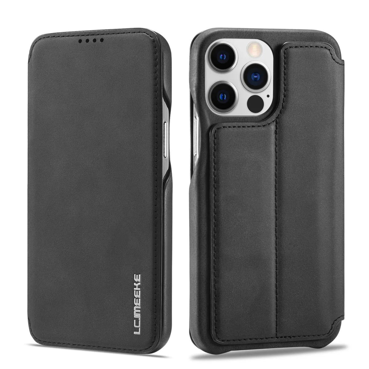 iPhone 15/ Pro/ Plus/ Pro Max - Lederoptik Hülle, Mit Display Abdeckung - Top Hüllen