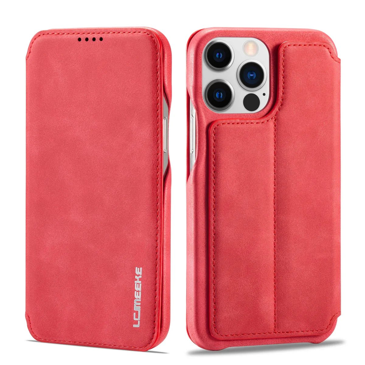 iPhone 15/ Pro/ Plus/ Pro Max - Lederoptik Hülle, Mit Display Abdeckung - Top Hüllen