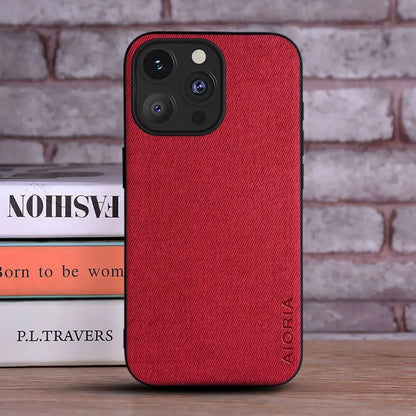 iPhone 15/ Pro/ Plus/ Pro Max - Luxus Trend Textil Stoff Lederoptik Schutz Hülle - Top Hüllen