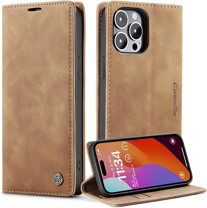 iPhone 15/ Pro/ Plus/ Pro Max - PU Lederoptik Klapphülle mit Magnetischer Abdeckung und Kartenfach - Top Hüllen
