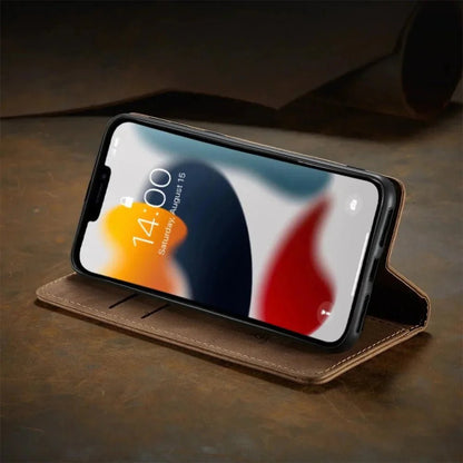 iPhone 15/ Pro/ Plus/ Pro Max - PU Lederoptik Klapphülle mit Magnetischer Abdeckung und Kartenfach - Top Hüllen