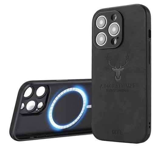 iPhone 15/ Pro/ Plus/ Pro Max - PU Lederoptik Schutz Hülle mit MagSafe und Stoßfeste Silikon - Top Hüllen