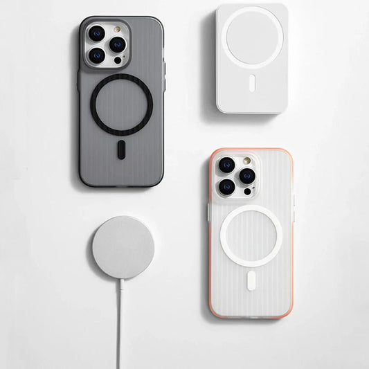 iPhone 15/ Pro/ Plus/ Pro Max - Transparente MagSafe Hülle mit Stoßdämpfer, Elegant - Top Hüllen