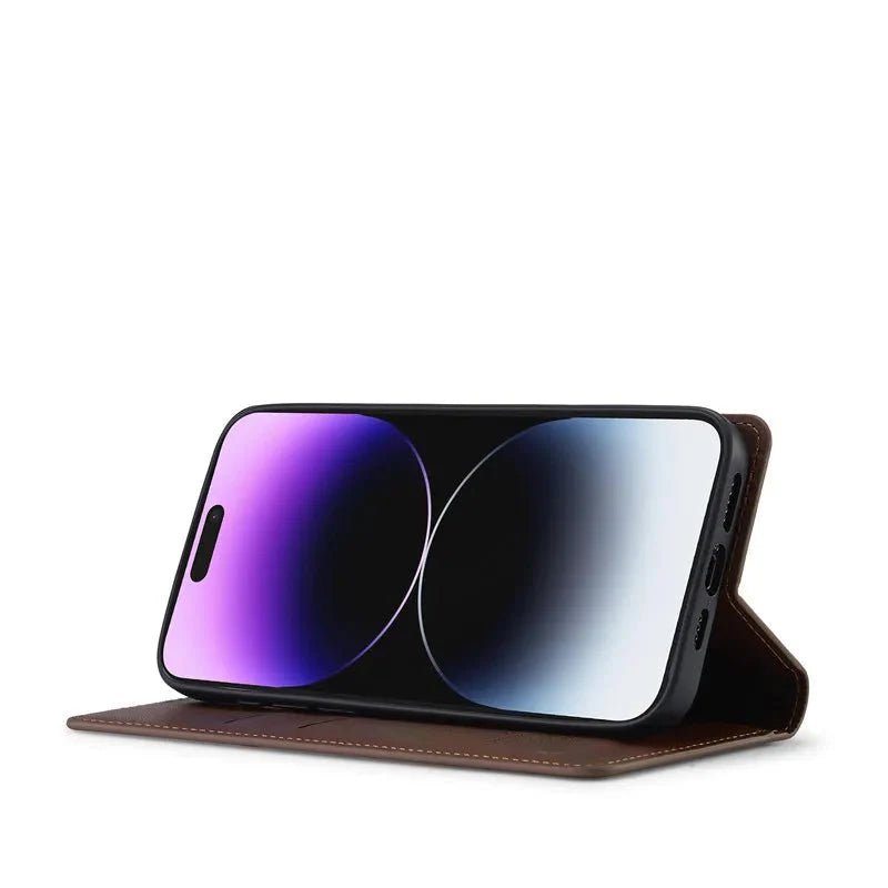 iPhone 16/ Pro/ Plus/ Pro Max - Klapphülle mit Magnetischer Abdeckung und Kartenfach - Top Hüllen