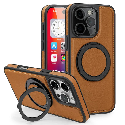 iPhone 16/ Pro/ Plus/ Pro Max - MagSafe Lederoptik Magnetische Schutz Hülle mit Ring - Top Hüllen