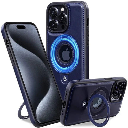 iPhone 16/ Pro/ Plus/ Pro Max - Moderne MagSafe Lederoptik Schutz Hülle mit Ring - Top Hüllen