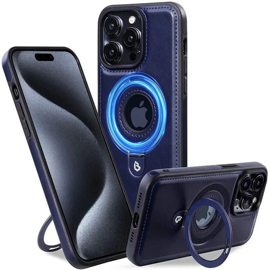 iPhone 16/ Pro/ Plus/ Pro Max - Moderne MagSafe Lederoptik Schutz Hülle mit Ring - Top Hüllen