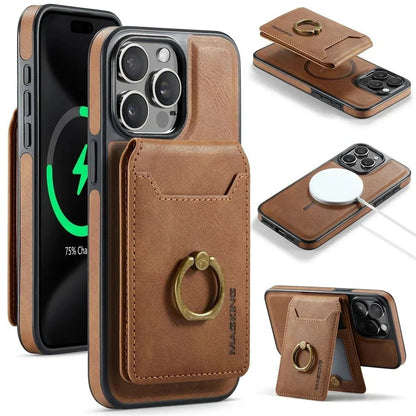 iPhone 16/ Pro/ Plus/ Pro Max - Moderne Schutz Hülle mit Kartenfach und Ring Halter - Top Hüllen
