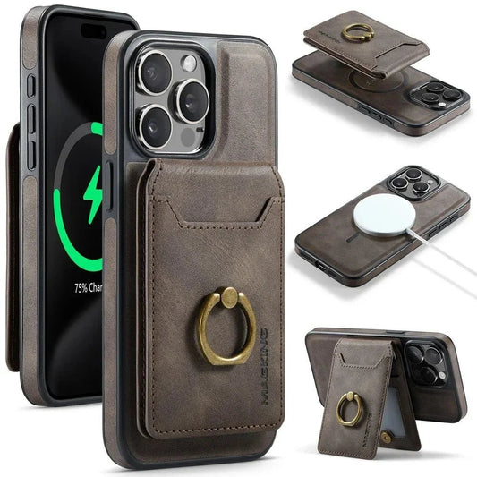 iPhone 16/ Pro/ Plus/ Pro Max - Moderne Schutz Hülle mit Kartenfach und Ring Halter - Top Hüllen