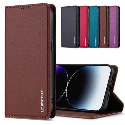 iPhone 16/ Pro/ Plus/ Pro Max - Schutz Hülle mit Magnetischer Abdeckung und Kartenfach - Top Hüllen