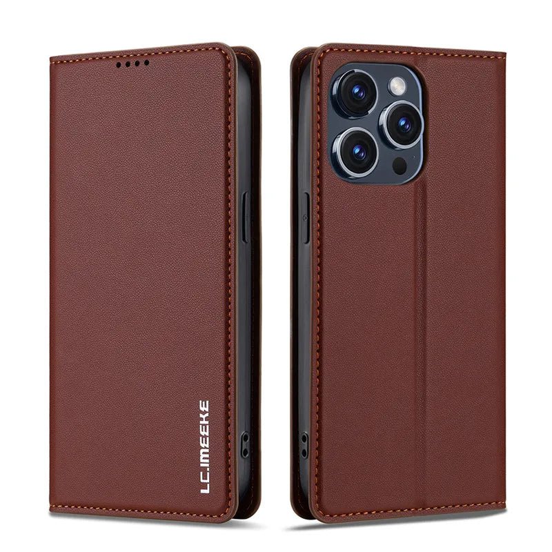 iPhone 16/ Pro/ Plus/ Pro Max - Schutz Hülle mit Magnetischer Abdeckung und Kartenfach - Top Hüllen