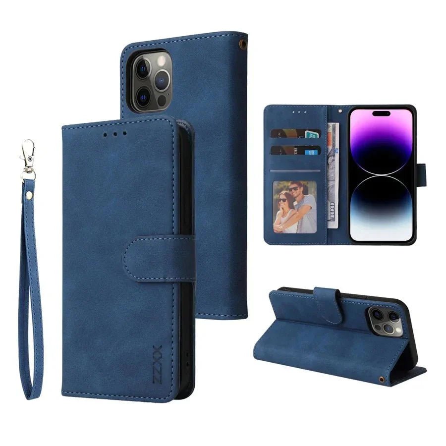 iPhone 16/ Pro/ Plus/ Pro Max - Schutz Klapp Hülle, Kartenfach, Displayschutz - Top Hüllen